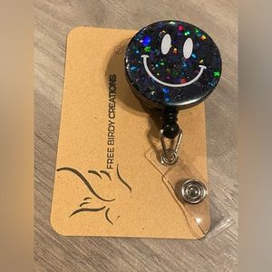 🖤 Black Smiley Face Badge Reel 🖤